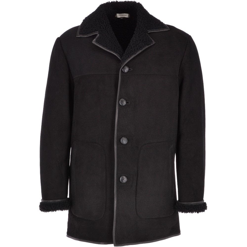 Mens Classic Sheepskin Coat Whisky/black