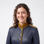 Navy Blue Leather Military Officer Jacket | Victorian Steampunk Gothic Blazer
