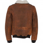 Vintage Suede Leather Aviator Jacket Cognac: Sky-Classic
