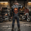 Ghost Rider Inspired motorcycle jacket with skull back | brown leather biker jacket