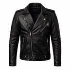 Motorhead Inspired Skull Print Leather Biker Jacket – Men's Gothic Rock Rider Coat