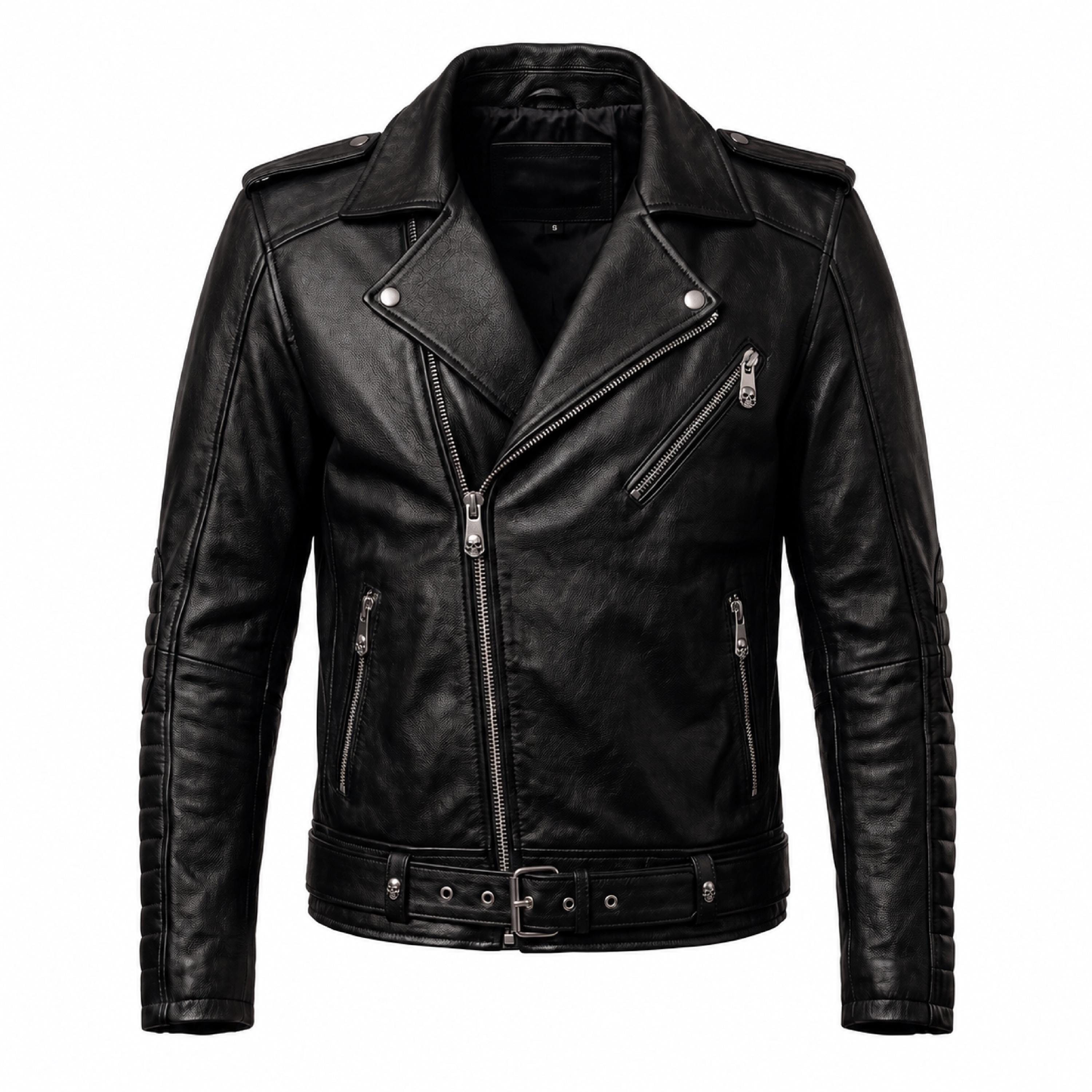 Motorhead Inspired Skull Print Leather Biker Jacket – Men's Gothic Rock Rider Coat