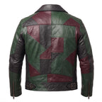 Timber&Hide Men's Leather Biker Moto Jacket | Gothic Cross Design | Embroidered Patch jacket