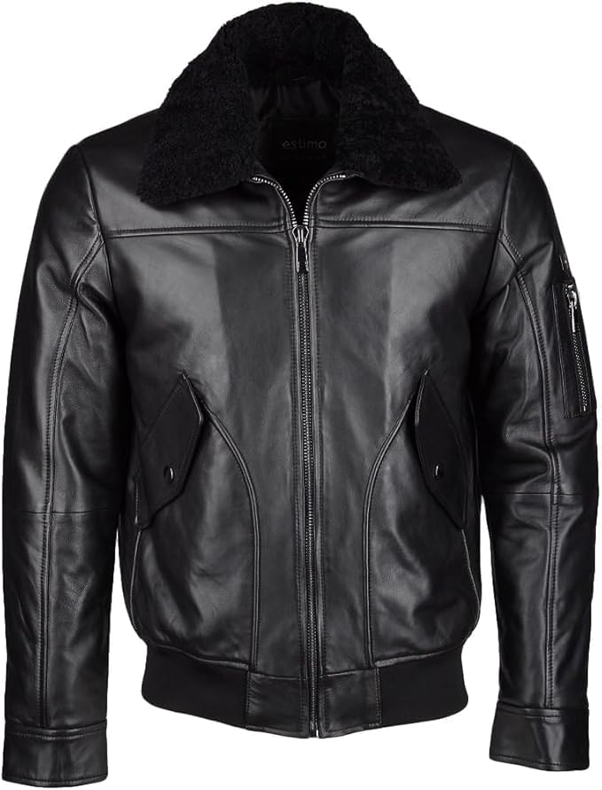 Tanned Leather Jacket with Detachable Shearling Collar Black Tyler Durden Jacket