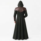 Doctor Doom Inspired Wool Coat with Leather Armor, Hooded Fantasy Cosplay Jacket