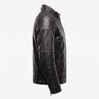 Men's Genuine Leather Black Biker Jacket with Eagle Back Patch, Handmade Vintage Cafe Racer Motorcycle Jacket
