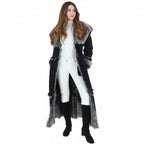 Timber&Hide Women’s Black Sheepskin Long Suede Trench Coat