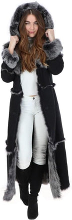 Timber&Hide Women’s Sheepskin Long Suede Trench Coat | long trench coat for women | shearling trenchcoat | trench coat women