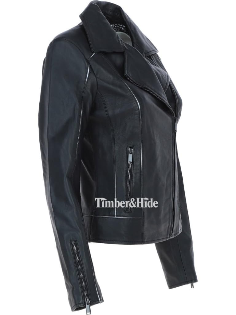 Women's Black Leather Biker Jacket