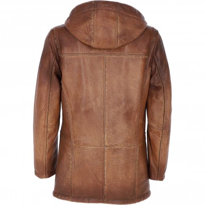 Men's Tan Duffle Leather Jacket