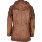 Men's Tan Duffle Leather Jacket