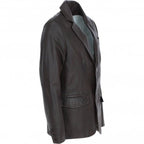 Men's Leather Blazer Notch Collar