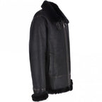 Black Sheepskin leather Pilot Jacket