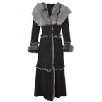 Women’s Premium Full-Length Suede Leather Coat with Full Fur Interior | women long length sheepskin coat brown, Tan and Black