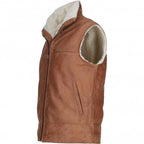 Men's Leather Waistcoat Brown: ALPHA