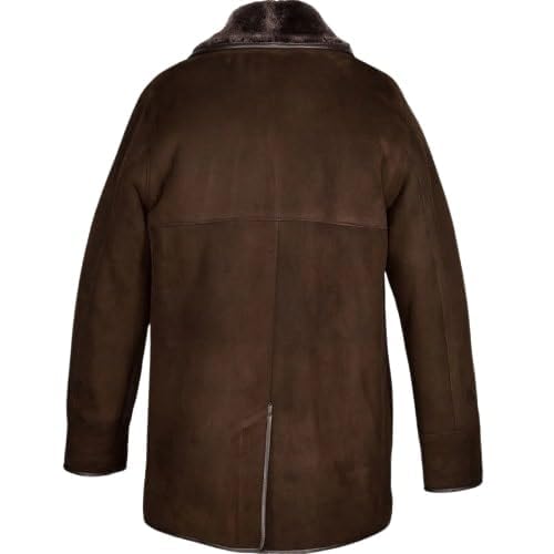 Timber&Hide Men’s Edward Suede Sheepskin Coat – Luxury Suede Shearling Jacket by