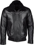 Tanned Leather Jacket with Detachable Shearling Collar Black Tyler Durden Jacket
