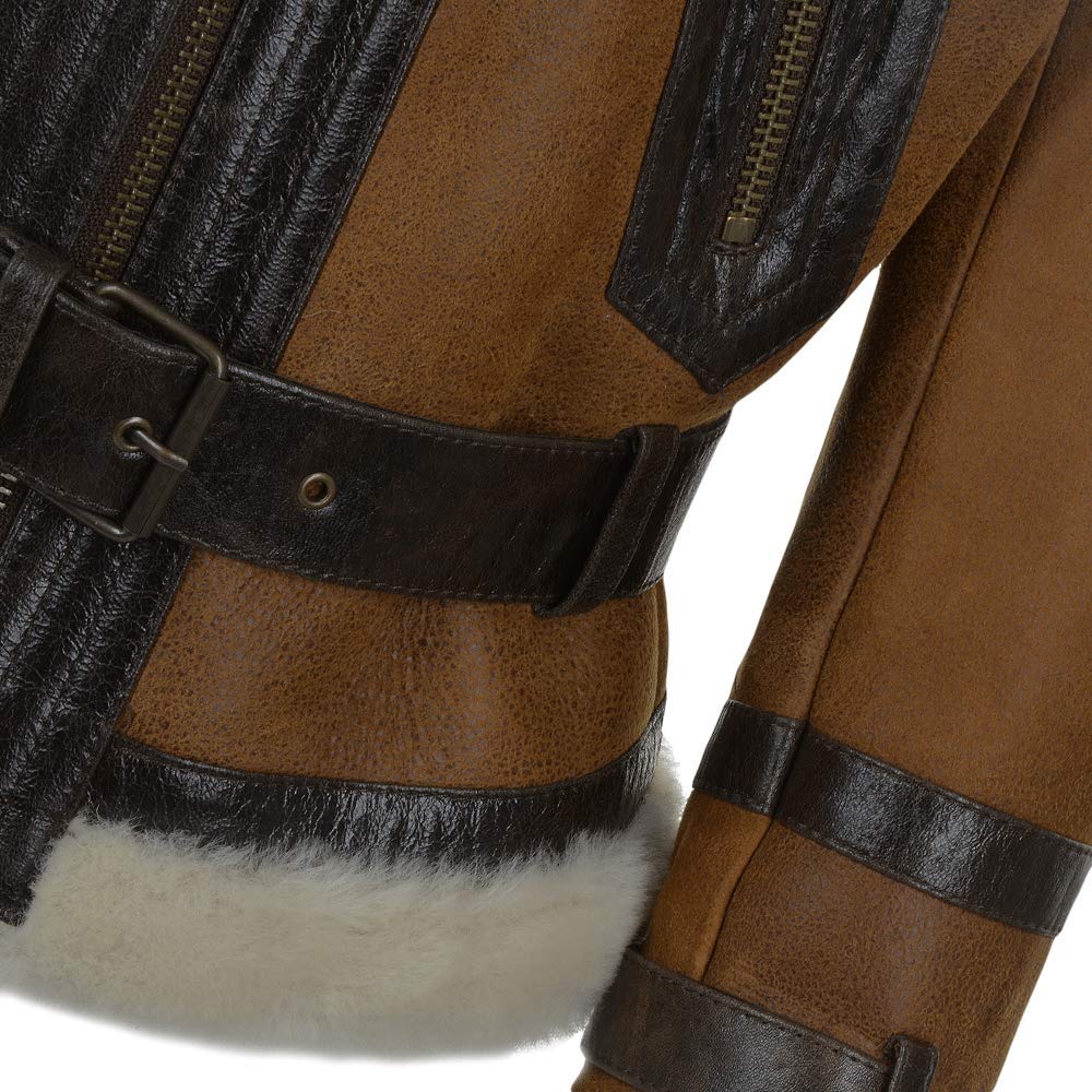 Timber&Hide Fitted Sheepskin Aviator Flying Jacket Tan