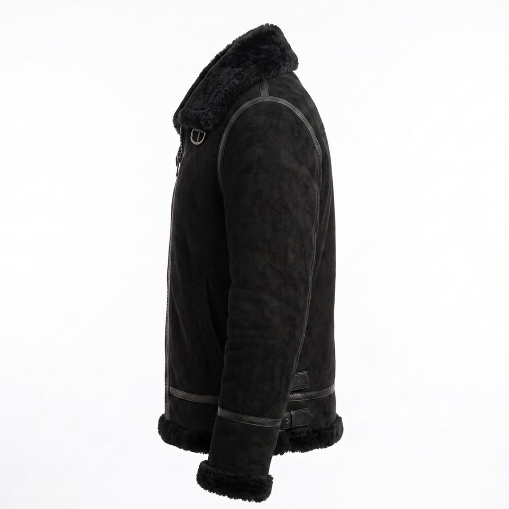 Men's Genuine Sheepskin B3 Bomber Jacket | Suede Shearling Aviator Coat