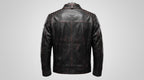 Men's Genuine Leather Biker Jacket | Eagle Patch Cafe Racer Coat