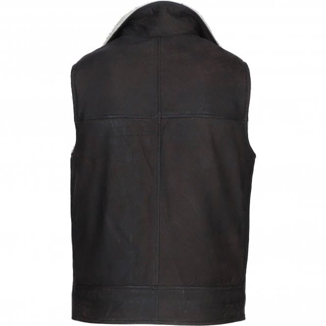 Men's Leather Waistcoat Brown: ALPHA