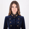 Navy Velvet Military Coat: Victorian Gothic Steampunk Royal Officer Jacket