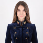 Navy Velvet Military Coat: Victorian Gothic Steampunk Royal Officer Jacket