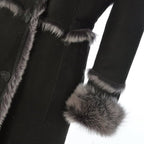 Timber&Hide Women’s Black Sheepskin Long Suede Trench Coat