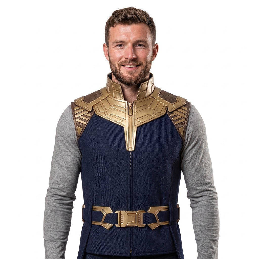 Thanos Cosplay Vest – Navy Gold Superhero Costume Armor