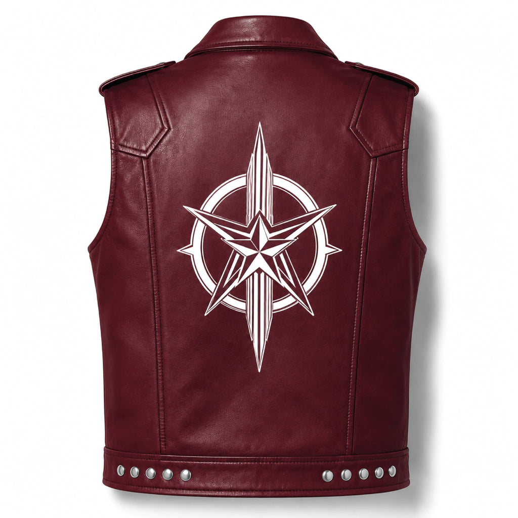 Timber&Hide Handmade Cowhide Leather Vest | Classic Biker Vest | Gothic Rocker Sleeveless Jacket