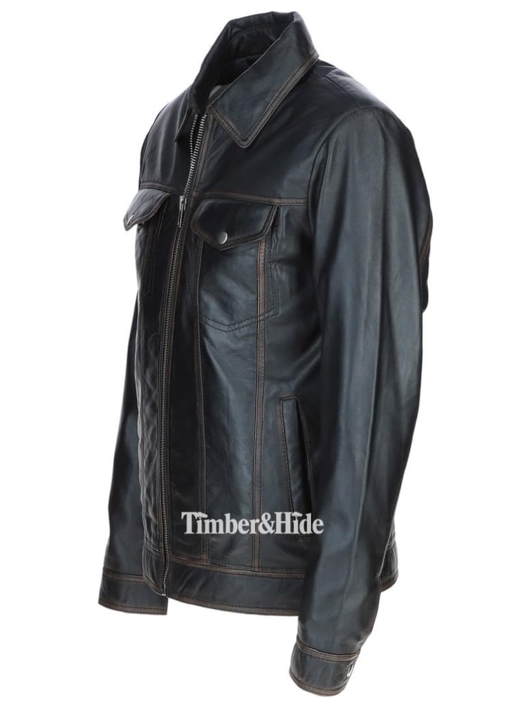 Men's tan leather bomber Jacket