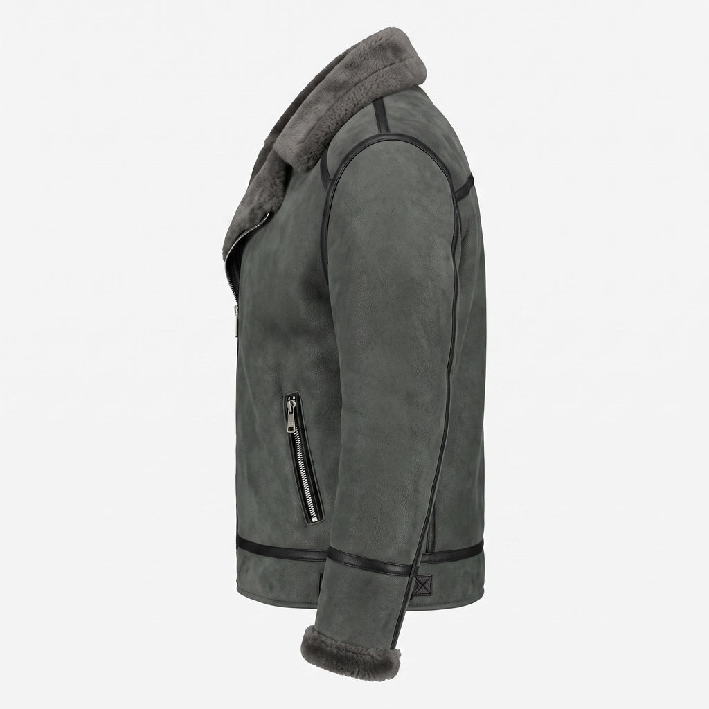 Men's Genuine Sheepskin B3 Bomber Jacket | Suede Shearling Aviator Coat