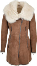 Timber&Hide Luxury Hooded Toscana Coat Brown with Shearling Trim
