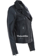 Women's Black Leather Biker Jacket