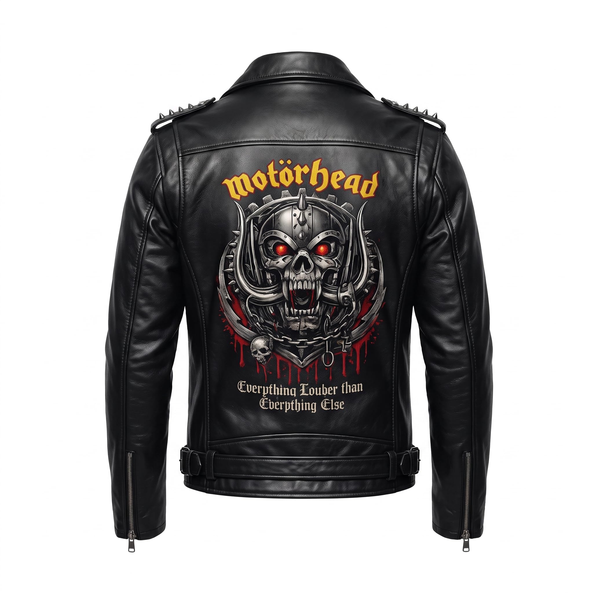 Timber&Hide Motorhead Rock Band Leather Biker Jacket: Heavy Metal Rock Style Concert Outfit