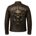 Men's Embossed Leather Motorcycle Jacket, Skull Biker Moto Coat, Gothic Punk Streetwear Gear