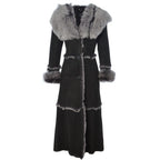 Timber&Hide Women’s Black Sheepskin Long Suede Trench Coat
