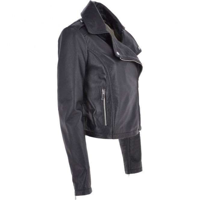 Women's Burgundy Leather Biker Jacket: Stella