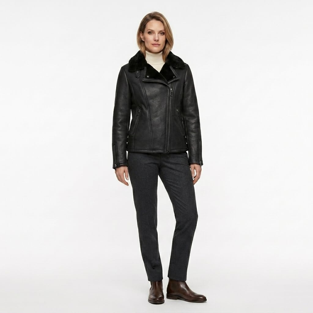 Timber Hide Side Zip Biker Sheepskin Pilot Jacket