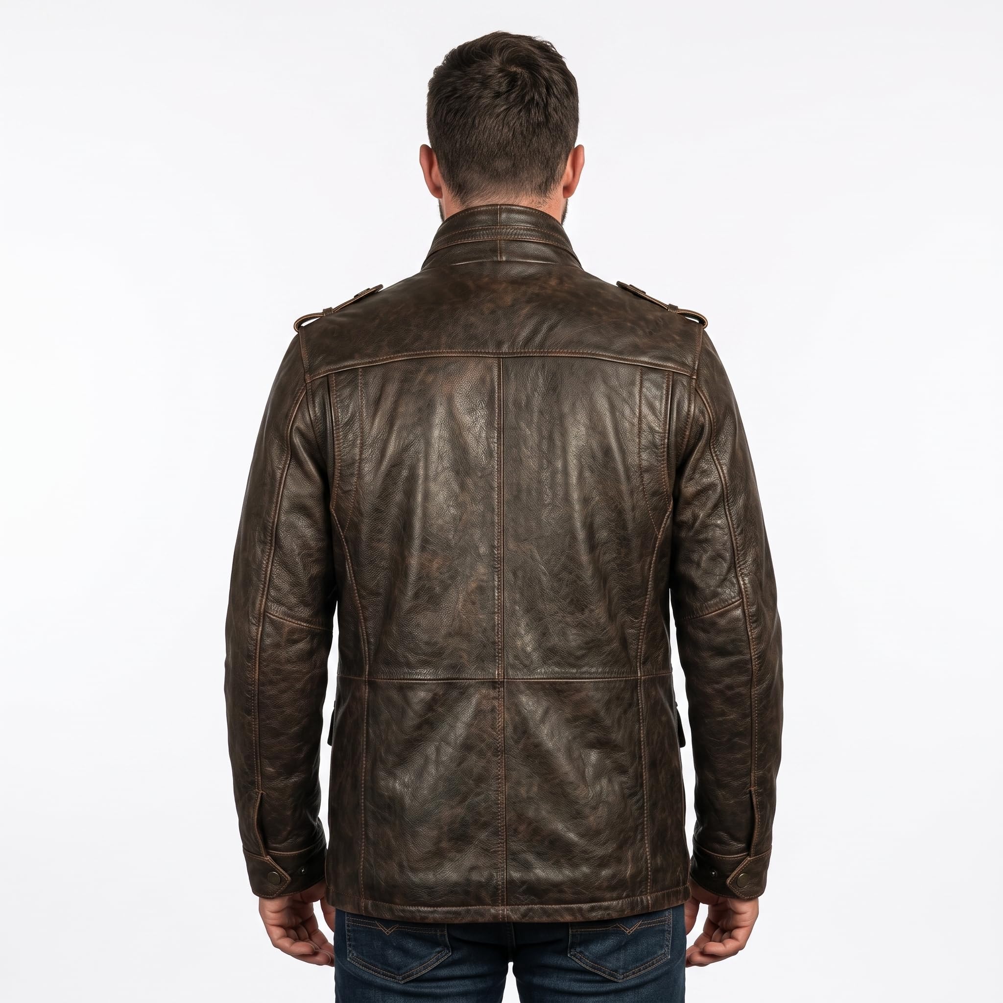 Timber&Hide Vintage Field Leather Jacket Military Inspired –Bomber Leather Jackets for Men