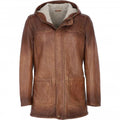 Men's Tan Duffle Leather Jacket