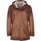 Men's Tan Duffle Leather Jacket