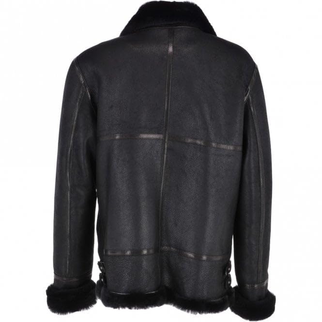 Black Sheepskin leather Pilot Jacket