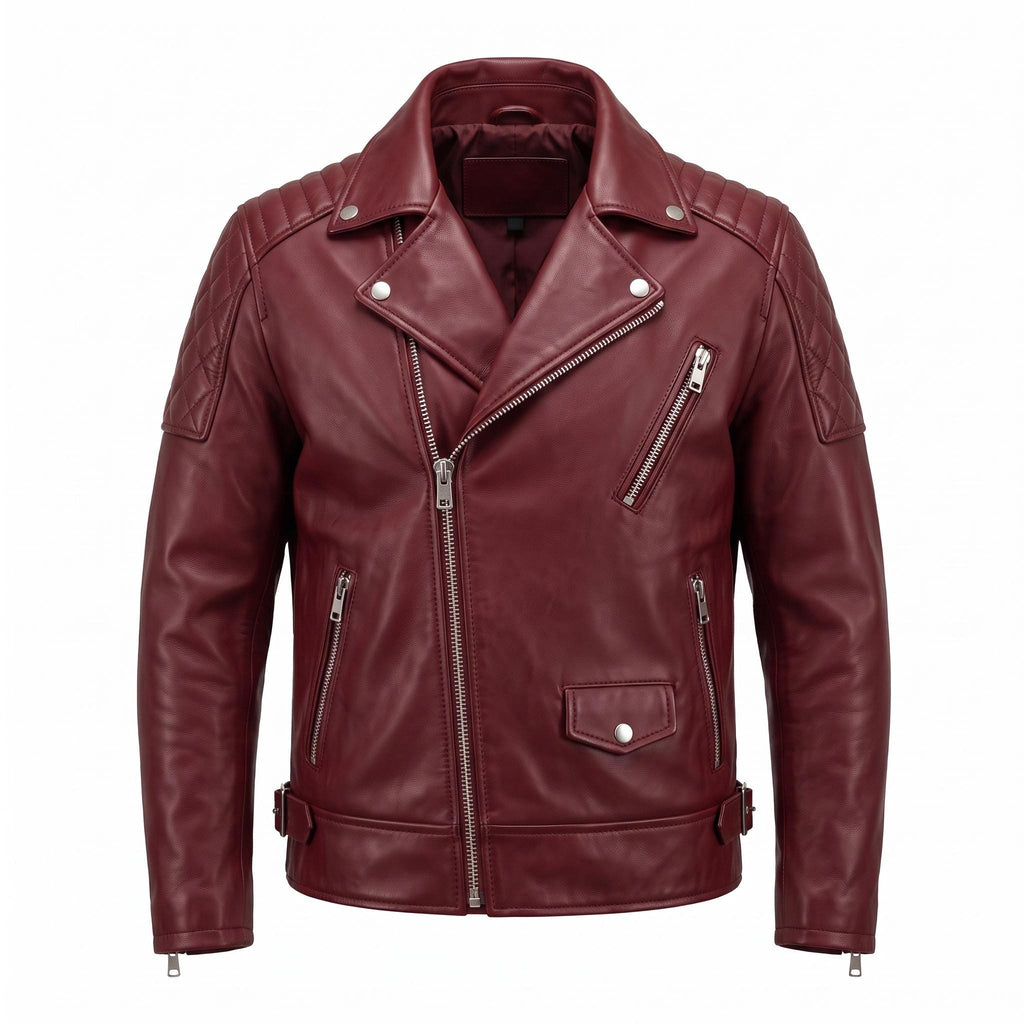 Ghost Rider Inspired Crimson Red Leather Biker Jacket | Flaming Skull Graphic, Ride or Die