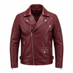 Ghost Rider Inspired Crimson Red Leather Biker Jacket | Flaming Skull Graphic, Ride or Die