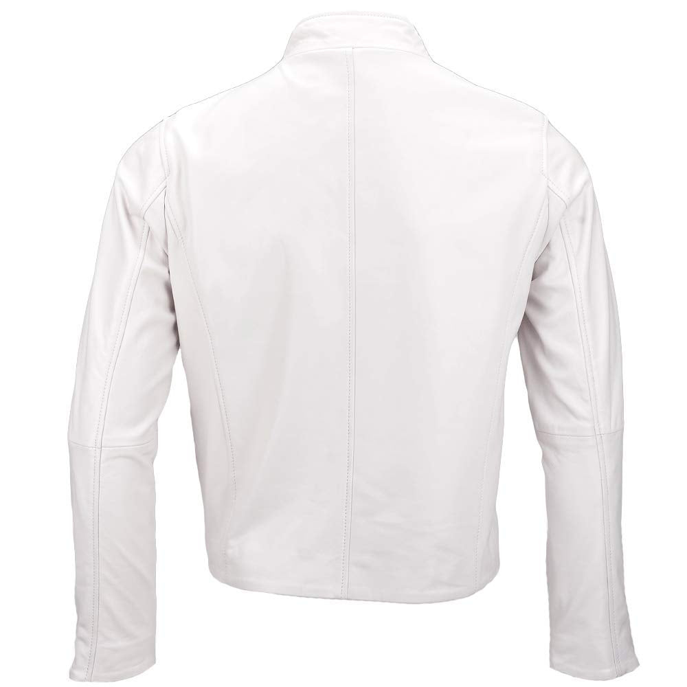 Ivory Vegetable Tanned Biker Jacket White