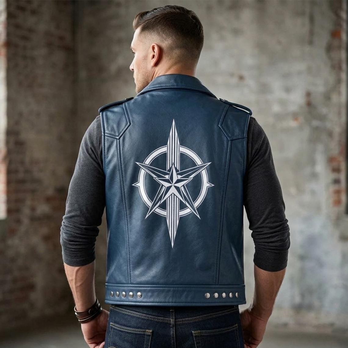 Handmade Cowhide Leather Vest | Classic Biker Vest | Gothic Rocker Sleeveless Jacket