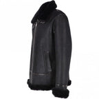 Black Sheepskin leather Pilot Jacket