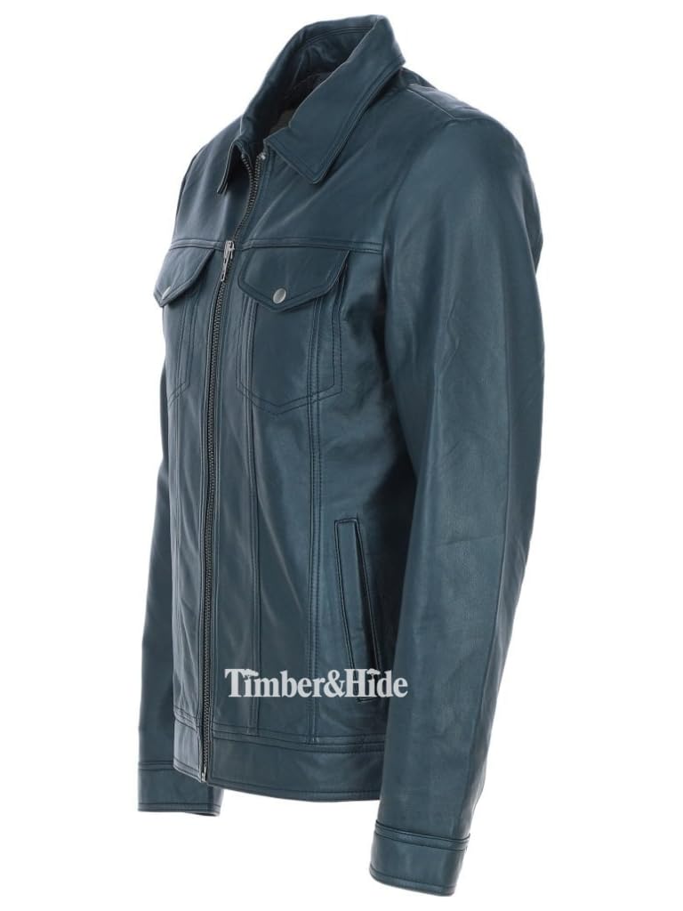 Men's tan leather bomber Jacket