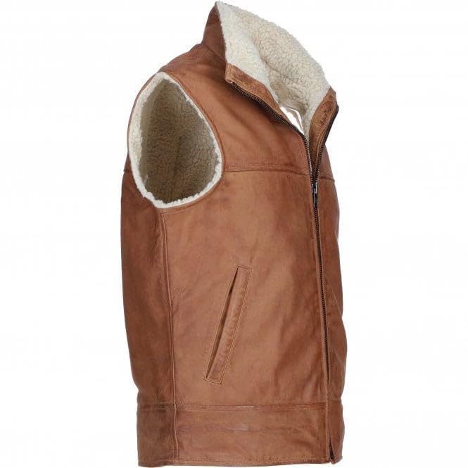 Men's Leather Waistcoat Brown: ALPHA